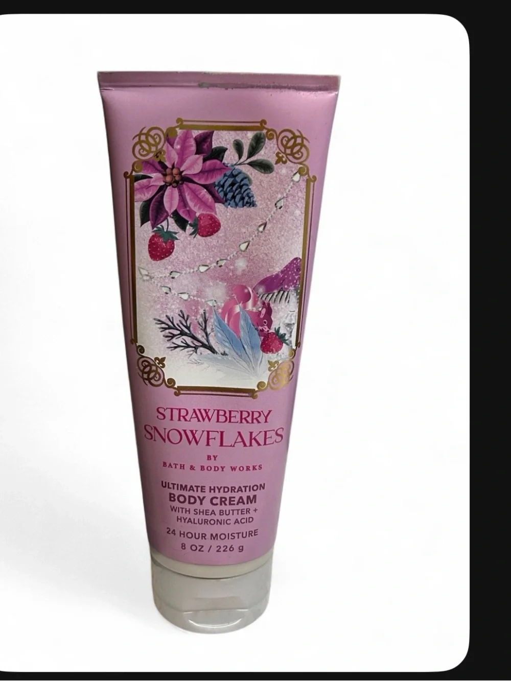 New Bath and Body Works Strawberry Snowflakes Ultimate Hydration Body Cream 8 oz